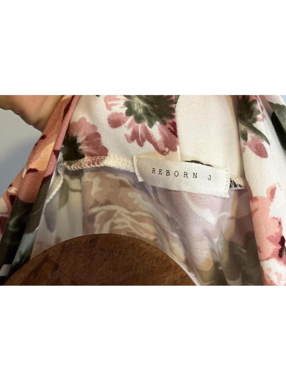 Reborn J Lightweight White / Pink Floral Cardigan Roses L Open Front Long - Picture 4 of 4
